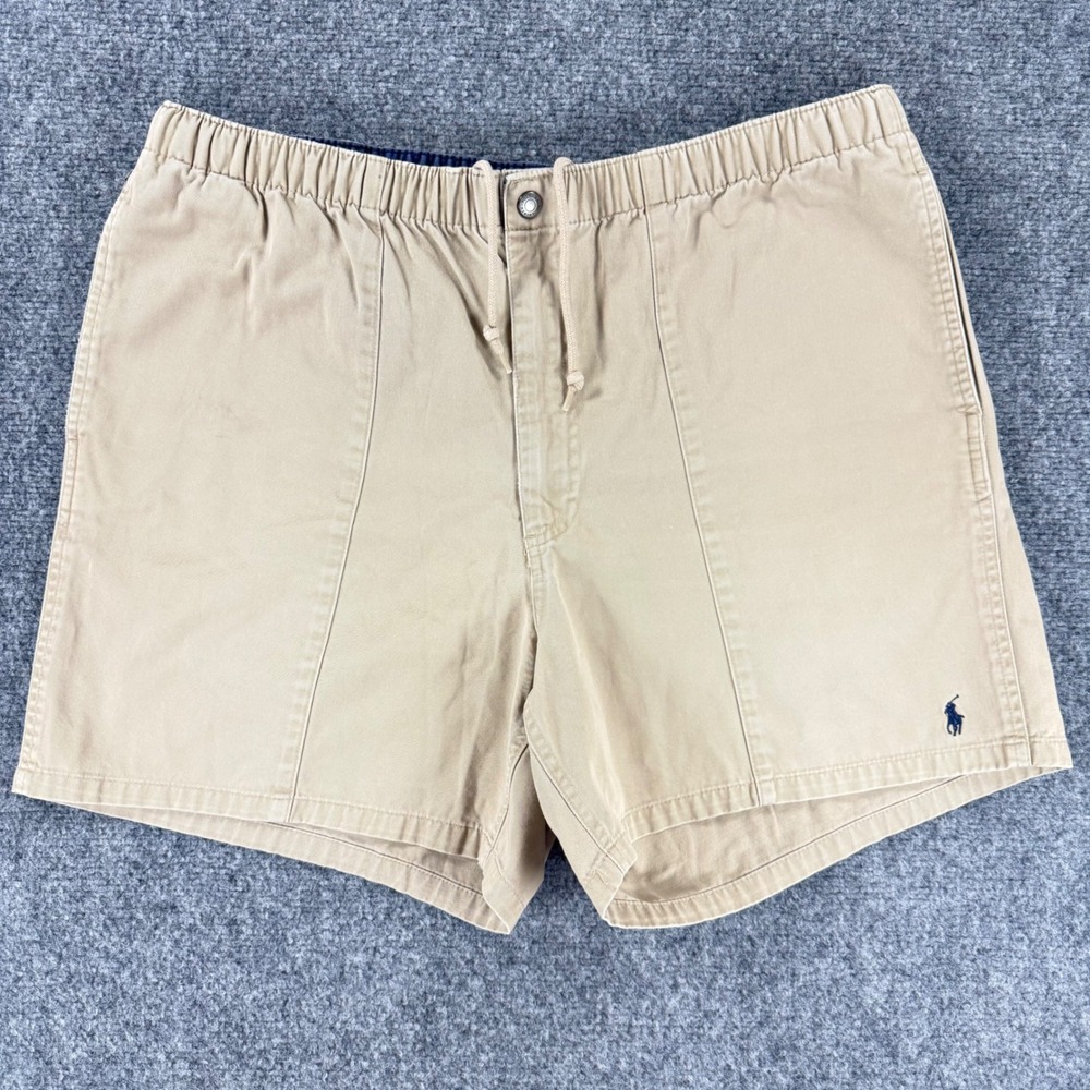 Polo Ralph Lauren Chino Shorts Men's Large Beige Cotton Elastic Waist Drawstring
